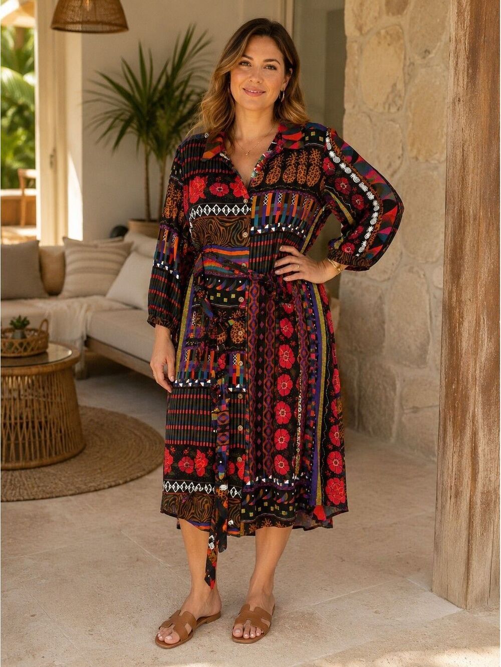Farm Rio - Anthropologie Ciela Midi Shirtdress LP - NWT MSRP $198